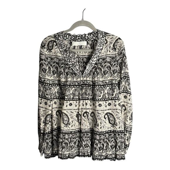 Thakoon Addition Black and White Paisley Print Long Sleeve Tunic Size 6 - Picture 1 of 7
